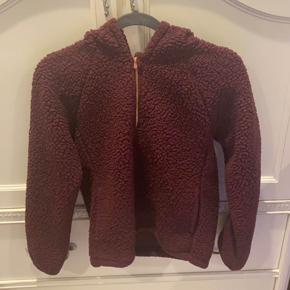 Maroon sweater with hood